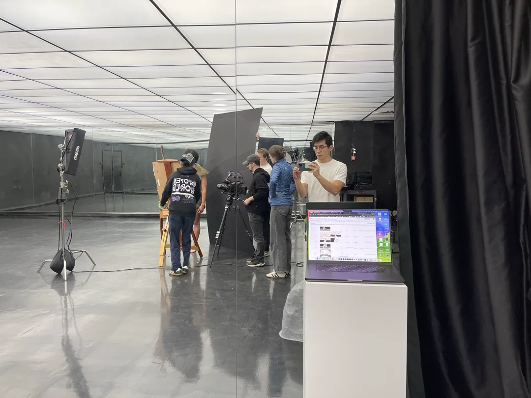 Crew setting up the shot