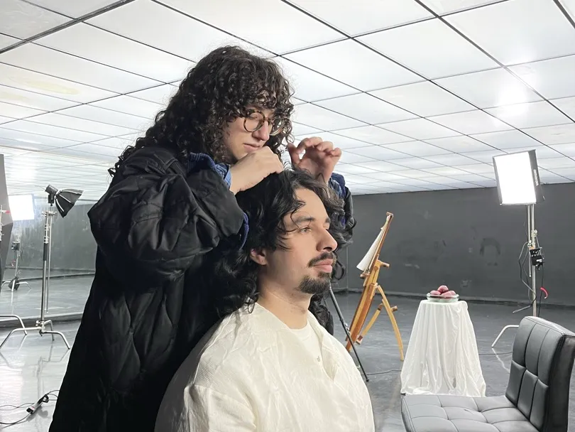 Hair and makeup on set